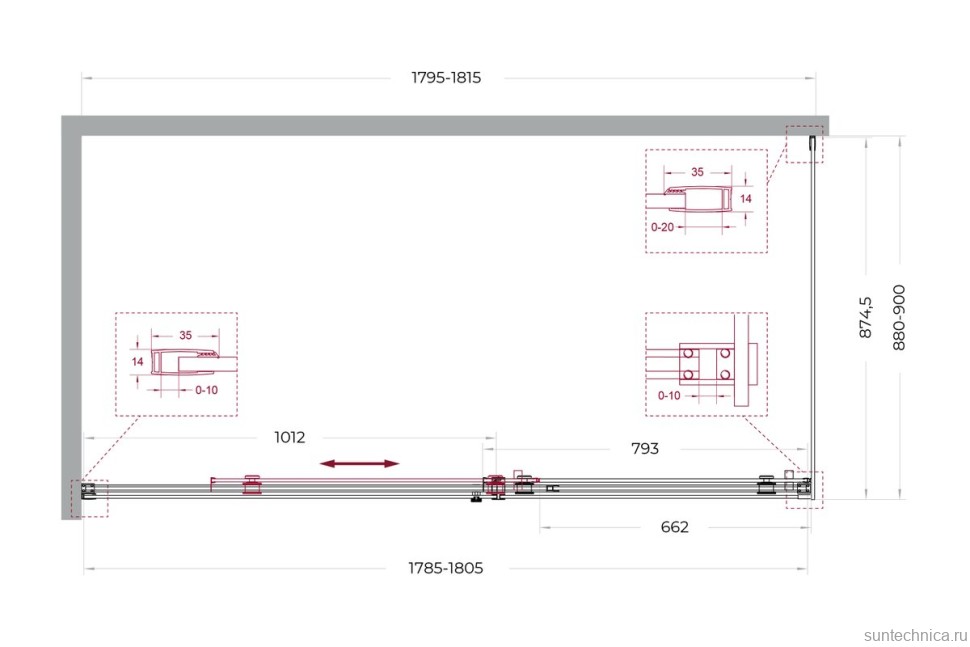 Душевой уголок BelBagno Soft Close-2 AH-1-180/90-C-Cr профиль хром