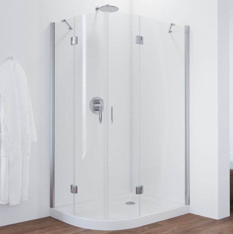 Душевой уголок Vegas Glass AFS-F 120*100 08 01 R профиль глянцевый хром, стекло прозрачное