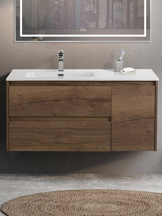 Тумба с раковиной BelBagno Kraft L, 100 2 ящика, дверца, rovere tabacco