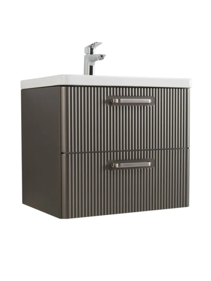 Мебель для ванной комнаты BelBagno Due 50 ручки матовый атласный никель, оружейная сталь