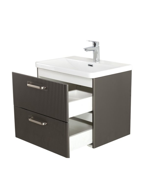 Мебель для ванной комнаты BelBagno Due 50 ручки матовый атласный никель, оружейная сталь