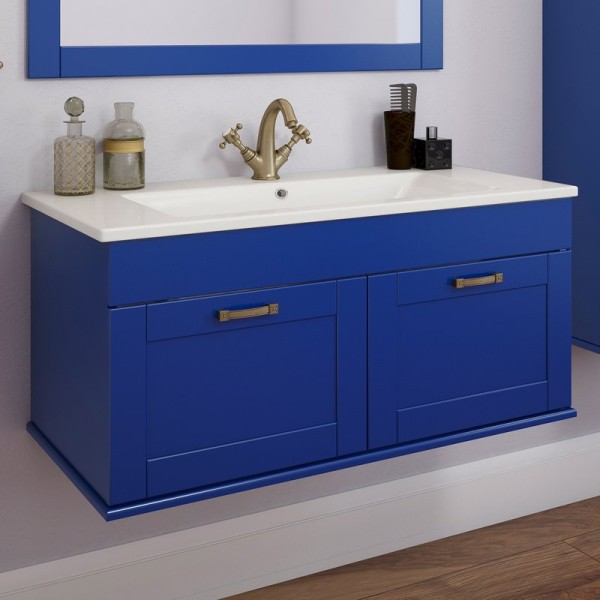 Тумба с раковиной Sanflor Ванесса 95, подвесная, индиго