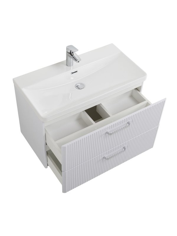 Мебель для ванной комнаты BelBagno Due 80 ручки хром полированный, bianco lucido