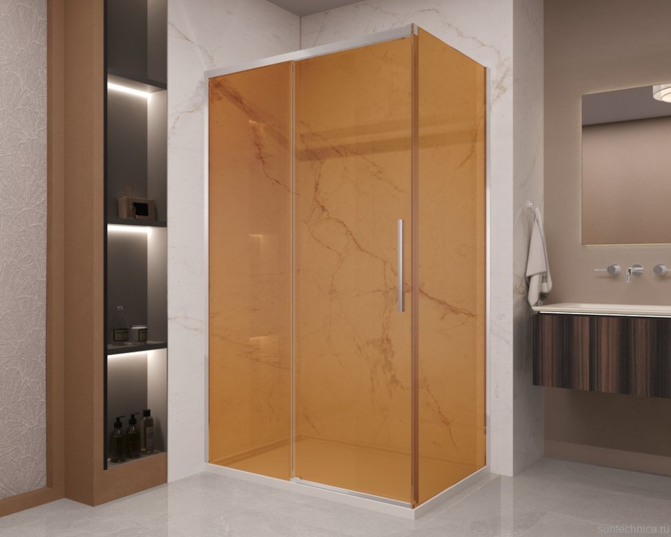 Душевой уголок Vincea Stella VSR-1ST9012GS 120x90 см, профиль хром, стекло янтарь