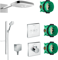 Душевой комплект Hansgrohe Raindance Select E 300 (3 jet) 26468400 + 27648400 + 26455000 + 15734400 + 15736400