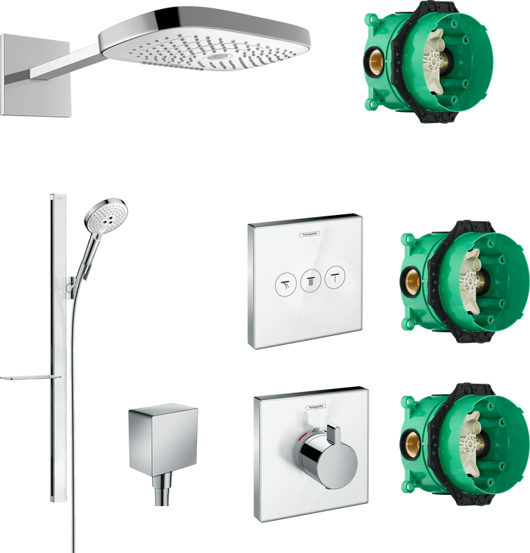 Душевой комплект Hansgrohe Raindance Select E 300 (3 jet) 26468400 + 27648400 + 26455000 + 15734400 + 15736400