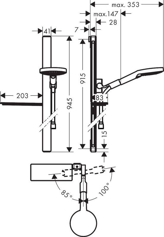 Душевой комплект Hansgrohe Raindance Select E 300 (3 jet) 26468400 + 27648400 + 26455000 + 15734400 + 15736400