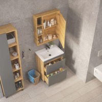 Мебель для ванной комнаты SanStar Diva 50 дуб вотан, графит софт, раковина Фостер 50