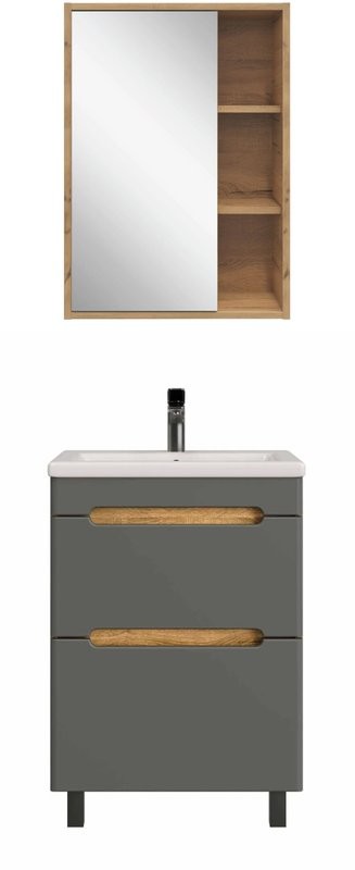 Мебель для ванной комнаты SanStar Diva 50 дуб вотан, графит софт, раковина Фостер 50