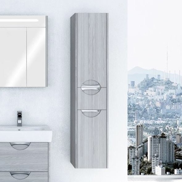 Шкаф пенал для ванной AQUATON Сильва R дуб фьорд, с бельевой корзиной