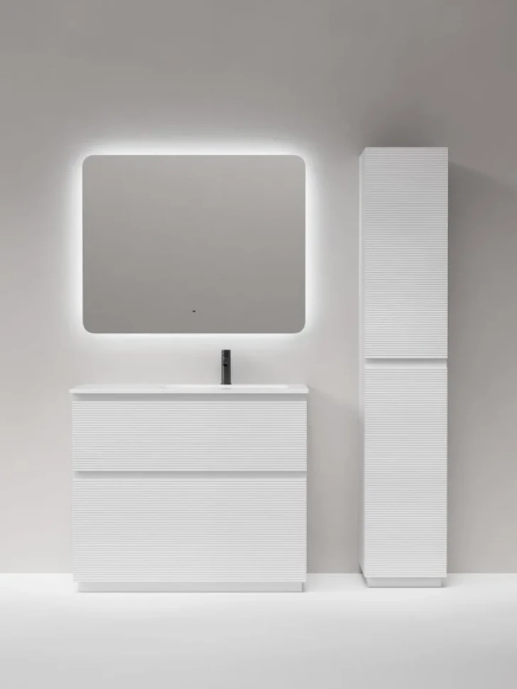 Мебель для ванной комнаты Sancos Folk Floor 100 правая напольная, bianco, раковина CN7015