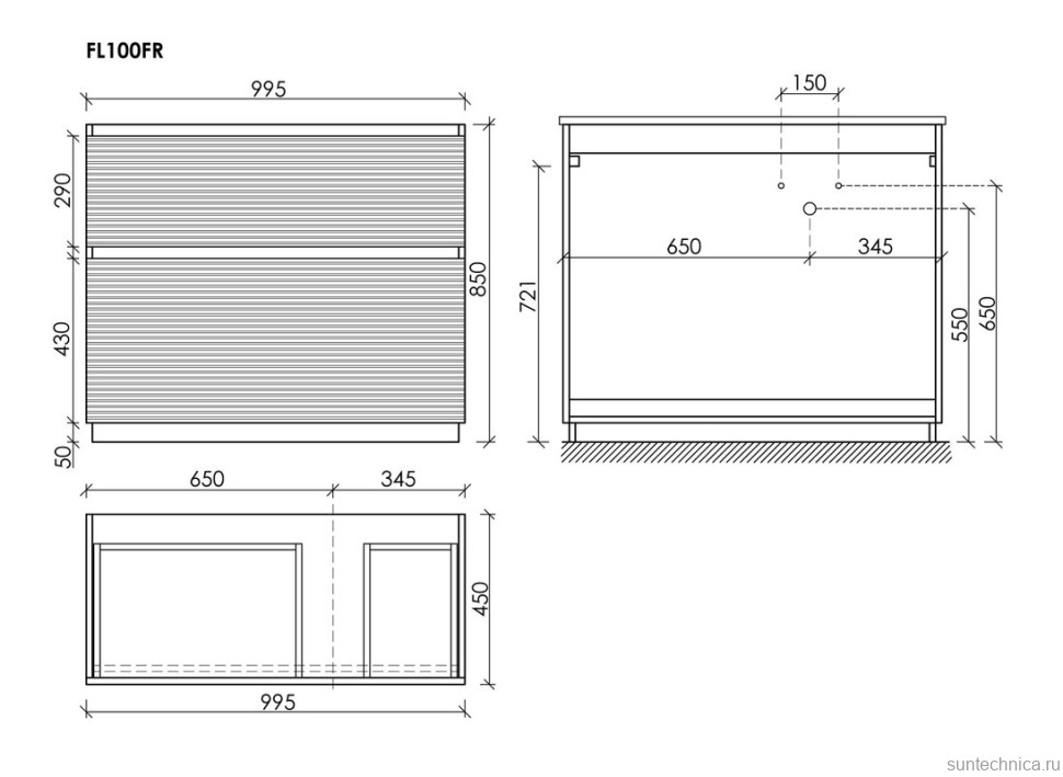 Мебель для ванной комнаты Sancos Folk Floor 100 правая напольная, bianco, раковина CN7015