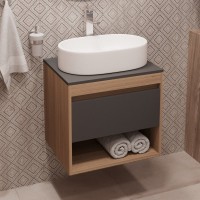 Тумба с раковиной Teymi Ritta 55 дуб эврика, матовый графит, раковина Iva 52