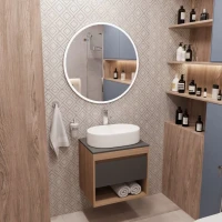 Тумба с раковиной Teymi Ritta 55 дуб эврика, матовый графит, раковина Iva 52