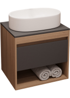 Тумба с раковиной Teymi Ritta 55 дуб эврика, матовый графит, раковина Iva 52