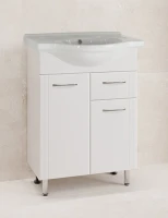 Тумба с раковиной Style Line Эко Стандарт №11 60 глянцевая белая, раковина Байкал 60