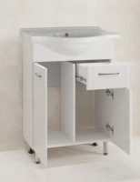 Тумба с раковиной Style Line Эко Стандарт №11 60 глянцевая белая, раковина Байкал 60