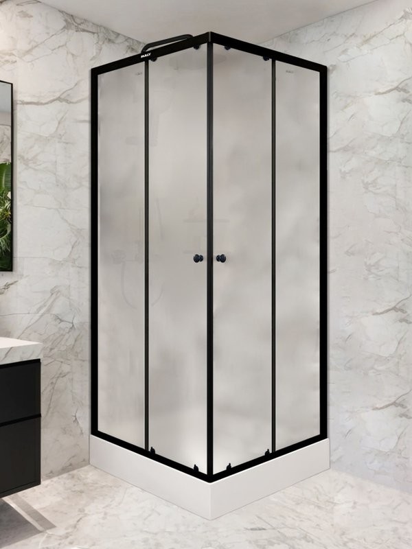 Душевой уголок Parly ZFQ911B 90х90 см, с поддоном, профиль матовый черный, стекло прозрачное