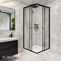 Душевой уголок Parly ZFQ911B 90х90 см, с поддоном, профиль матовый черный, стекло прозрачное