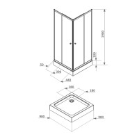 Душевой уголок Parly ZFQ911B 90х90 см, с поддоном, профиль матовый черный, стекло прозрачное