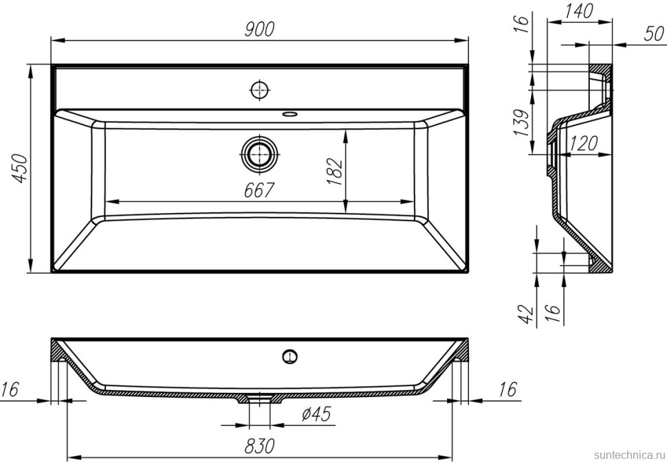 Мебельная раковина BelBagno BB900/450-LV-MR-AST