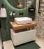Мебель для ванной STWORKI Ольборг 80 столешница дуб французский, без отверстий, с тумбой 80, с раковиной STWORKI Soul 1 белой