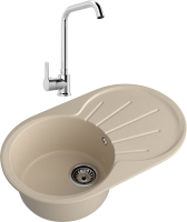 Комплект Мойка GranFest Rondo R-750L кашемир + Смеситель MEGA Ege MG-PL10 хром
