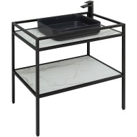 Консоль с раковиной Allen Brau Liberty 90 напольная, черный браш, столешница мрамор
