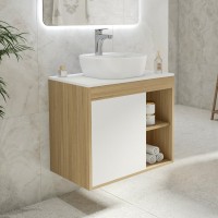 Тумба с раковиной Teymi Nura 70 дуб эврика, матовая белая, раковина Solli 40