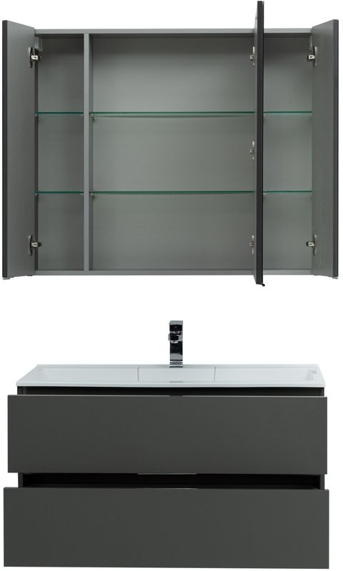 Мебель для ванной комнаты Aquanet Алвита 100 серый антрацит