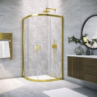 Душевой уголок Vegas Glass ZS Tur Novo h1900 80 09 01 профиль золото, стекло прозрачное