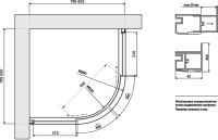 Душевой уголок Vegas Glass ZS Tur Novo h1900 80 09 01 профиль золото, стекло прозрачное