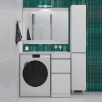 Шкаф пенал для ванной Style Line Даллас 30 Люкс Plus универсальный, белый, с бельевой корзиной
