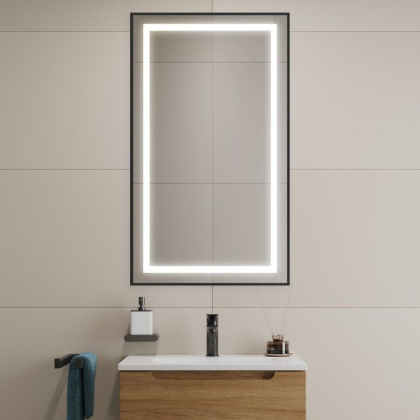 Зеркало BelBagno Kraft 50x80 с подсветкой, черное