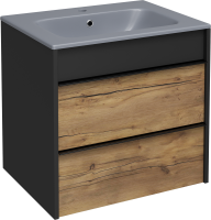 Тумба с раковиной STWORKI Гриндстед 60 дуб таксония, антрацит матовый, раковина 43061-112-KL антрацит