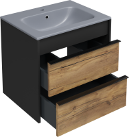 Тумба с раковиной STWORKI Гриндстед 60 дуб таксония, антрацит матовый, раковина 43061-112-KL антрацит