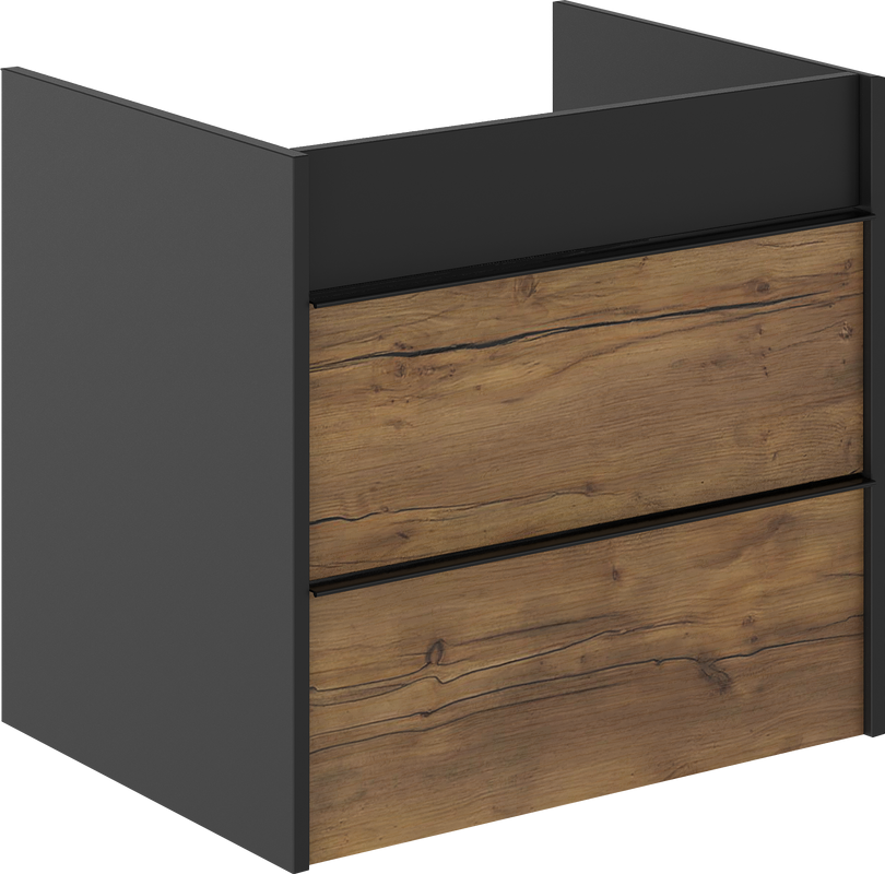 Тумба с раковиной STWORKI Гриндстед 60 дуб таксония, антрацит матовый, раковина 43061-112-KL антрацит