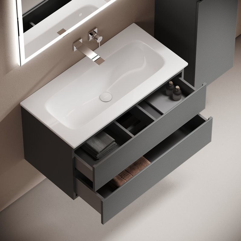 Тумба под раковину Sancos подвесная Folk 2я цв. Ergraut Soft FL90ES