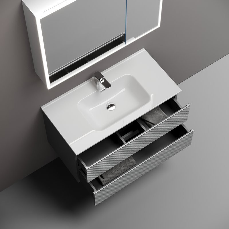 Тумба под раковину Sancos подвесная Folk 2я цв. Ergraut Soft FL90ES