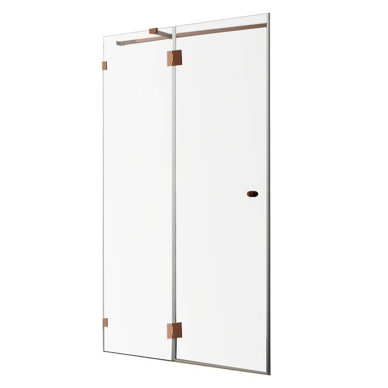 Душевая дверь в нишу Wasserkraft Paar 88H05 120 см, прозрачное стекло, фурнитура розовое золото