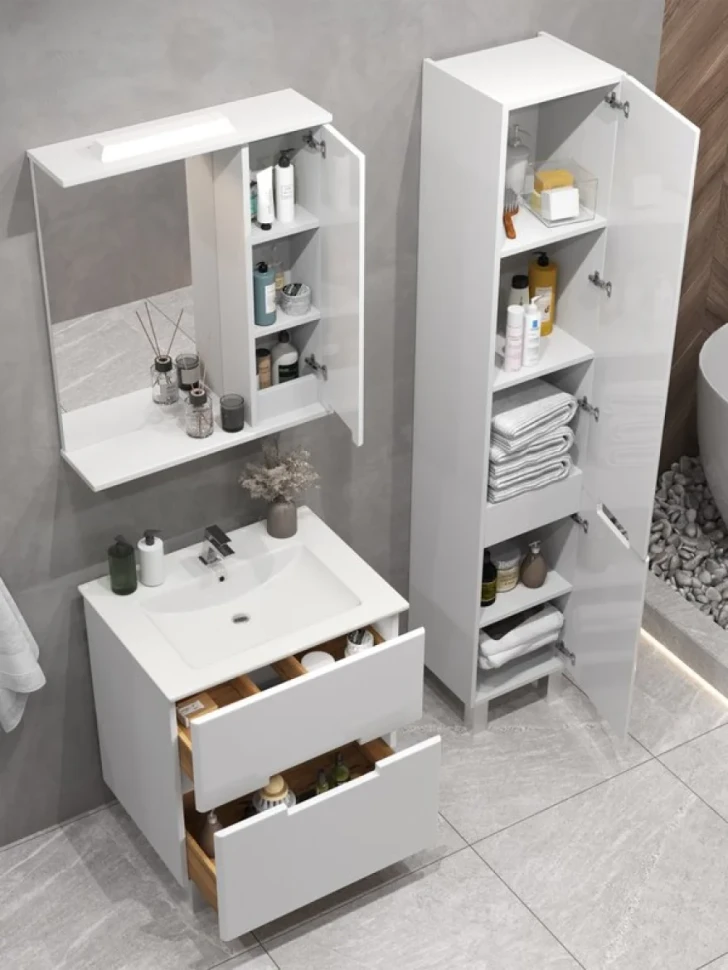 Тумба с раковиной SanStar Ориана 60 напольная, раковина Sanita luxe Quadro 60