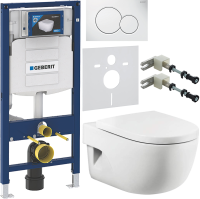 Комплект Унитаз подвесной Roca Meridian + Крышка + Инсталляция Geberit Duofix UP 320 111.300.00.5 + Кнопка Sigma 01 115.770.11.5 белая + Крепления 111.815.00.1 к стене + Звукоизоляция