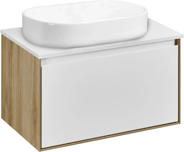 Тумба с раковиной AQUATON Либерти 70 со столешницей белый глянец, раковина Лола 60