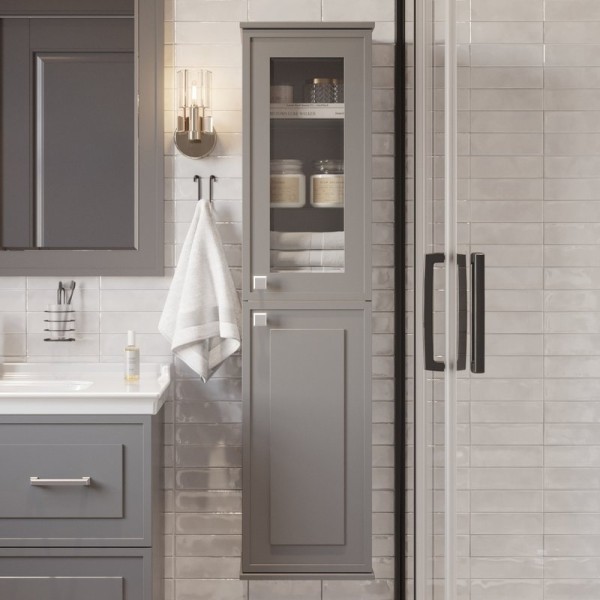 Шкаф пенал для ванной STWORKI Хадстен R, серый