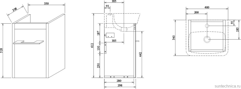 Мебель для ванной комнаты Sanflor Ларго 40, подвесная, вяз швейцарский