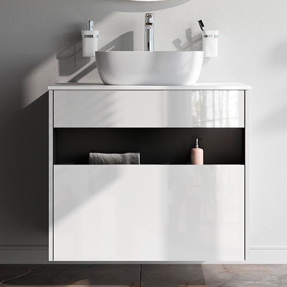 Тумба с раковиной AM.PM Func 80 белый глянец, со столешницей, раковина M8FWCC10450WG