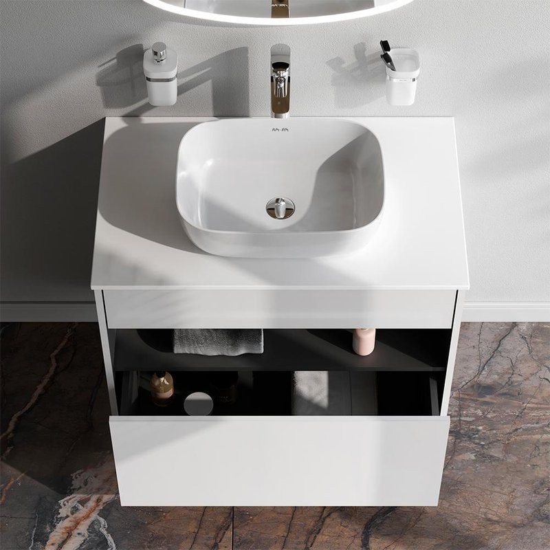 Тумба с раковиной AM.PM Func 80 белый глянец, со столешницей, раковина M8FWCC10450WG