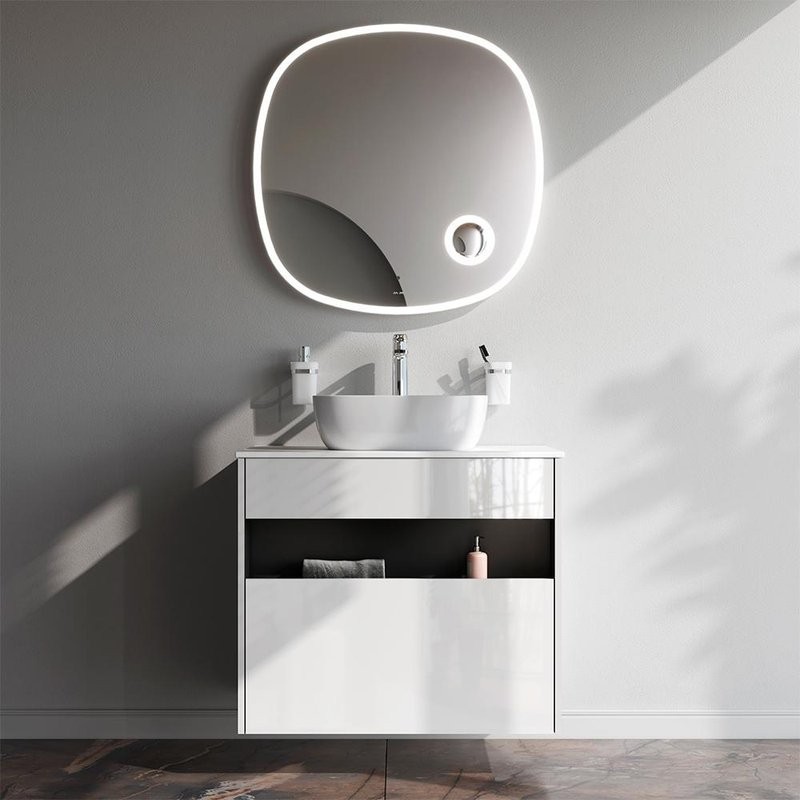 Тумба с раковиной AM.PM Func 80 белый глянец, со столешницей, раковина M8FWCC10450WG