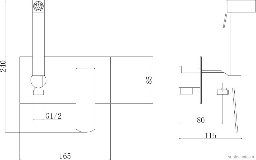 Гигиенический душ Haiba HB55548-7 со смесителем, черный