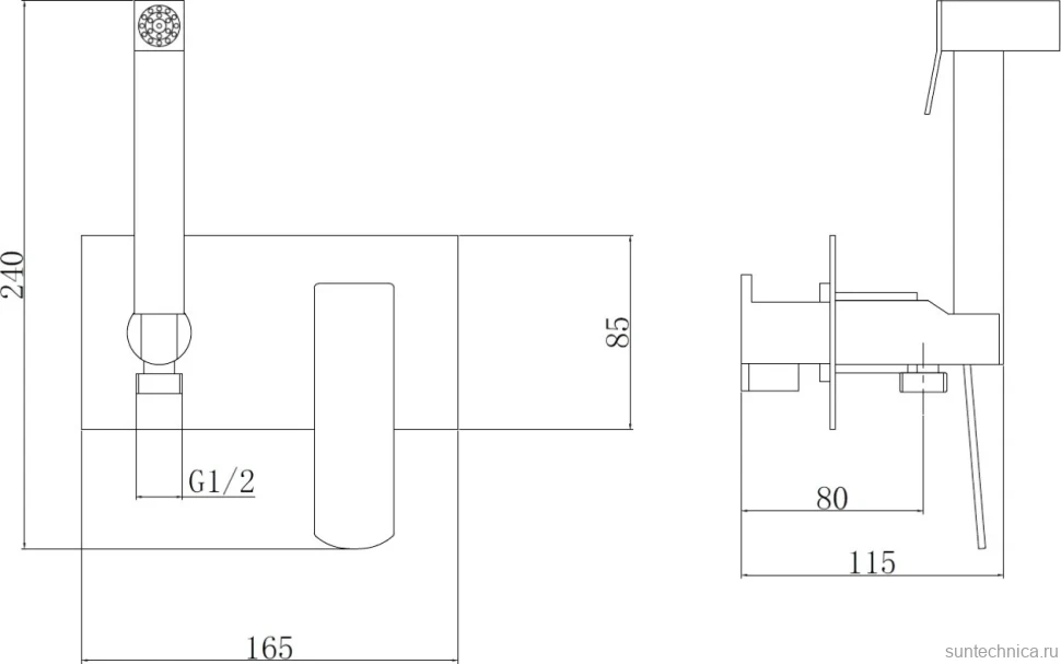 Гигиенический душ Haiba HB55548-7 со смесителем, черный